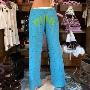 Vintage Y2K Pink Victoria Secret Turquoise Floral Pajama Pants Spell Sz Medium